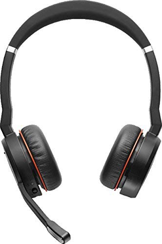 Jabra Evolve 75 MS Wireless Headset, Stereo – Includes Link 370 USB Adapter and Charging Stand – Bluetooth Headset with World-Class Speakers, Active Noise-Cancelling Microphone, All Day Battery