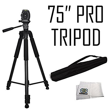 Professional 75-inch Tripod 3-way Panhead Tilt Motion with Built In Bubble Leveling for Sony NEX-5, A65, A77,A77ii, A99, A65, A35, A55, A57, A58, A33,A37, A380, NEX-5, Nex5tl, NEX-6, NEX-7, A230, A390, A380, A500, A280, A290, A330, A450, A500, A850, A550, A560, A580, A700, A850, A900, DSLR-A350, DSLR-A100, DSLR-A300 & DSLR-A200 Digital SLR Cameras