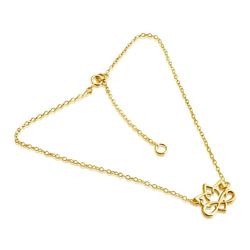 Azaggi Gold Plated Sterling Silver Handcrafted Lotus Flower Anklet