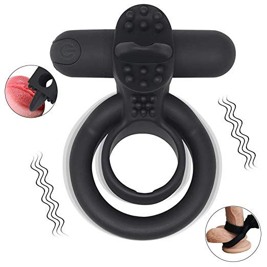 YiFeng Vibrating P-Enis Rings for Men Longer Lasting Erections, 10 Vibration Modes Double Cock Rings Clitoris Stimulator Sex Toys for Couples