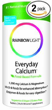 Rainbow Light Everyday Calcium, 1200 mg Calcium & Magnesium, 120 Tablets, (Pack of 2)