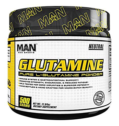MAN Sports 100% Pure L-Glutamine Powder, Neutral, 500 Gram