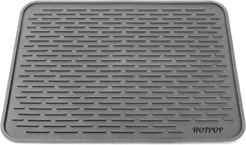 HOTPOP XXL Super Sturdy Silicone Dish Drying Mat and Trivet, Dishwasher Safe, Heat Resistant, Eco-Friendly (24"x18", Gray)