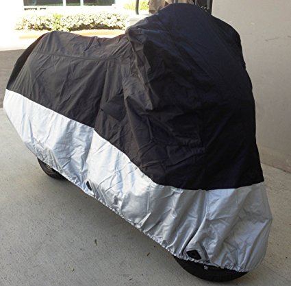 High Quality Heavy Duty Motorcycle cover (L) with cable & lock. Fits up to 84" length sport bike, dirt bike, small cruiser.