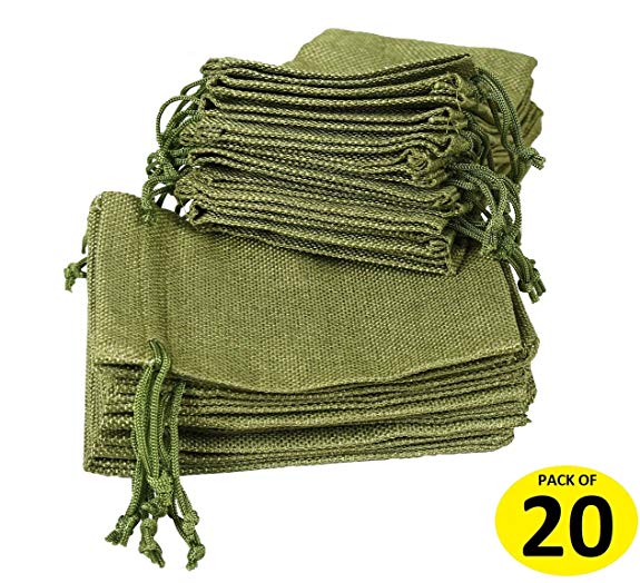 Lifekrafts Jute Linen Bag, Return Gifts Bags,Pouches,Potlis | Drawstring Bags | Size 12 * 17 cm| Color Green |