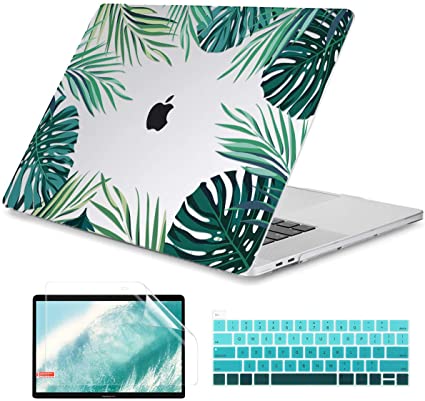 Dongke MacBook Pro 13 inch Case Model A2251/A2289 2020 Released, Plastic Hard Shell Case Cover for MacBook Pro 13 inch with Retina Display & Touch Bar Fits Touch ID (Tropical Leaves)