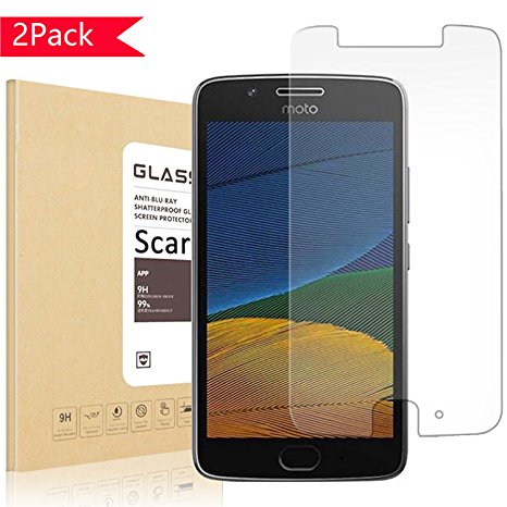 Scarer [2 Pack] Moto G5 Tempered Glass Screen Protector, [ANTI-SCRATCH] [BUBBLE-FREE] for Motorola Moto G 5th Generation