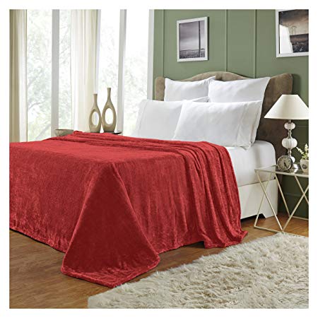 Superior Quality All-Season, Plush, Silky Soft, Fleece Blankets and Throws, Red, Throw