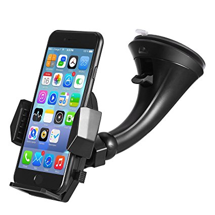 Car Mount Holder, Getron Windshield Dashboard Universal Car Mobile Phone Cradle for iPhone 7 Plus 7 6S Plus 6S SE 5S 5C Samsung Galaxy S7 Edge S7 S6 Note 5 4 LG G5 G4 and Most Smartphones