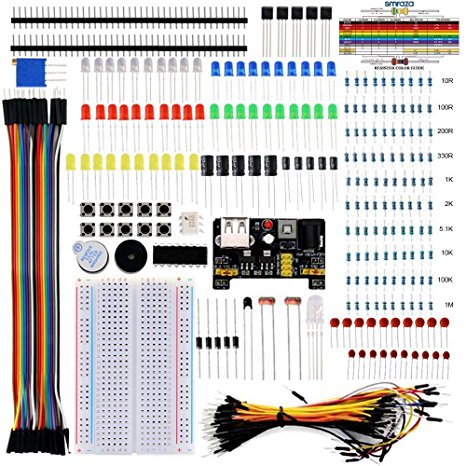 Smraza Basic Starter Kit with Breadboard,Power Supply,Jumper Wires,Resistors,LED for Arduino UNO R3,Mega2560,Nano,Raspberry Pi