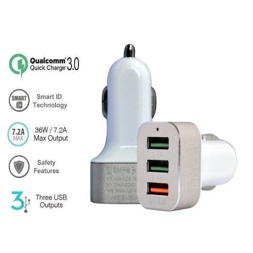 Car Charger with Quick Charge 3.0 Skyocean 42W 3-Ports Fast USB Charger Adapter for Samsung Galaxy S7/S6/S6 Edge iphone LG G5 Nexus 6P/5X HTC and More