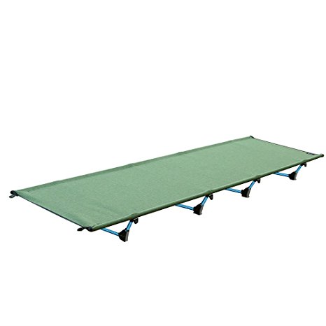 YKS Ultralight Folding Camping Bed with Travel Bag Army Green