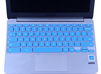 CaseBuy Ultra Thin Silicone Keyboard Protector Cover for ASUS C200 C200MA C201 C201PA C202SA ChromeBook 11.6 Inch Laptop US Version (Blue)