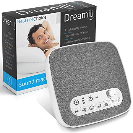 White Noise Sound Machine – Sleep Therapy Noise Maker Plays White Noise, Ocean, Storm, Rainforest, More – 7 Soothing Sounds Machine with USB Port & Sleep Timers (2019)
