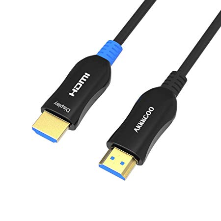 AKKKGOO Fiber Optic HDMI Cable 50ft, 4K 60Hz HDMI2.0b, Subsampling 4:4:4/4:2:2/4:2:0, HDR, Dolby Vision, HDCP2.2, ARC, 3D, High Speed 18Gbps, Slim and Flexible Active HDMI Cable (15m)