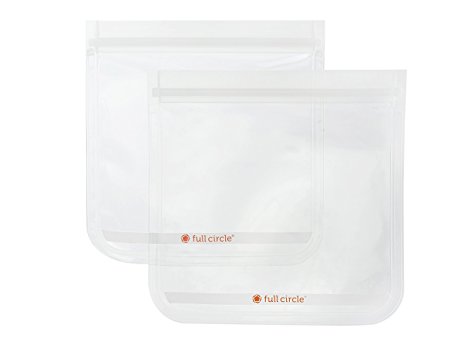 Full Circle ZipTuck 2 Sandwich Size Reusable Bags, Clear