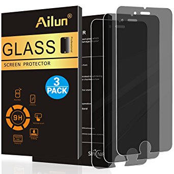iPhone 8 plus 7 plus Privacy Screen Protector,Anti-Spy,Anti-Glare,[3 Packs]by Ailun,2.5D Edge Tempered Glass for iPhone 8/7 plus,Anti-Scratch,Case Friendly,Siania Retail Package