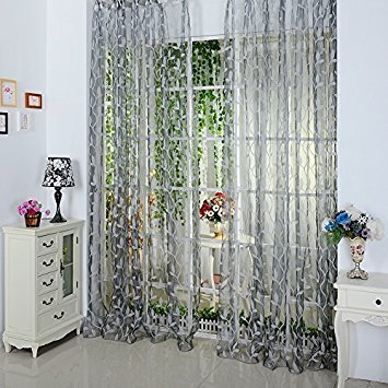 Norbi Willow Voile Tulle Room Window Curtain Sheer Voile Panel Drapes Curtain 39.4'' x 78.8" L (Grey)