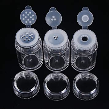 RAYNAG Set of 6 Mini Empty Loose Powder Bottle Travel Cosmetic Glitter Powder Eye Shadow Powder Box with Sifter and Lids