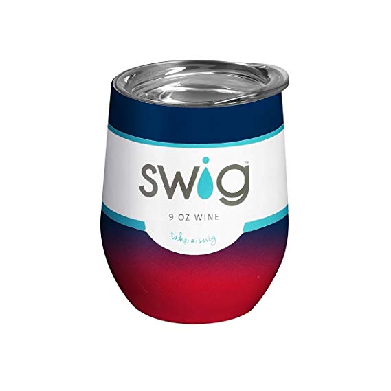Swig 9oz Stemless Wine Cup - Navy/Red