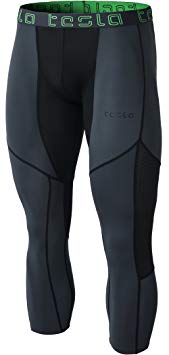 TSLA Men's Compression 3/4 Capri Shorts Baselayer Cool Dry Sports Tights MUC78 / P15