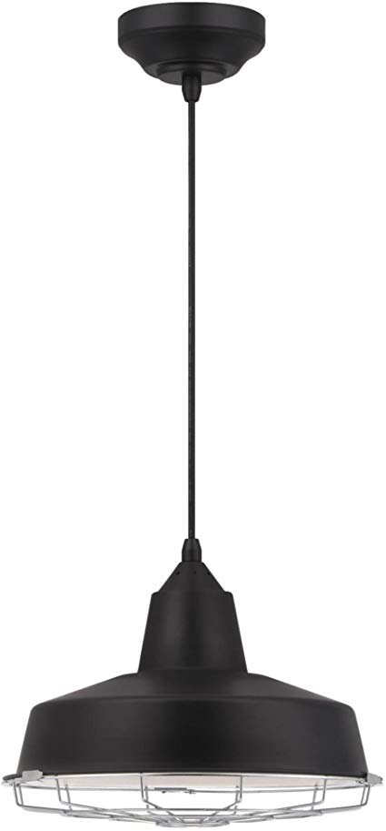 Westinghouse 6401000 LED Adjustable Pendant with Chrome Cage, Black Finish