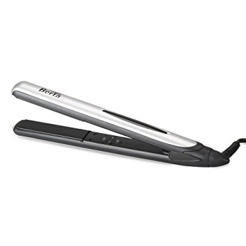Berta 1 inch Professional Hair Straightener Ceramic Ionic Flat Iron With LED Digital Temperature Control 284℉- 446℉, Silver