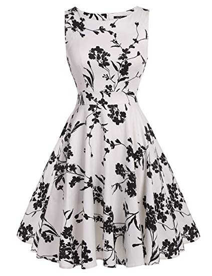 ARANEE Vintage Classy Floral Sleeveless Party Picnic Party Cocktail Dress