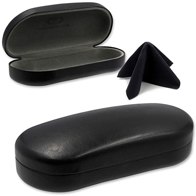 Large hard shell eyeglass case large sunglasses case w/cloth by MyEyeglassCase