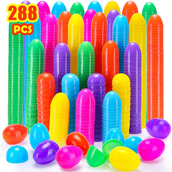 YEAHBEER 288 Plastic Easter Eggs, Easter Hunt/Easter Theme Party Favor/ Basket Stuffers Fillers/Classroom Prize Supplies