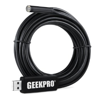 GEEKPRO 5M16Ft Waterproof 6LEDs USB Borescope Camera Inspection Tube Endoscope Cameras Snake Camera for Laptops USB OTG Adapter Compatible with Android Smartphones