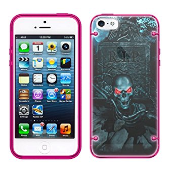 iPhone 6 Plus Red Eye Skull from the grave See Through Case with Glow Pink Trim