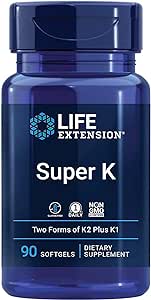 Life Extension, Super K, Vitamin K-complex with MK-7, Depot, High Dose, 90 Softgels, Laboratory Tested, Gluten-Free, SOYA-Free, Non-GMO, 2.600mcg Vitamin K