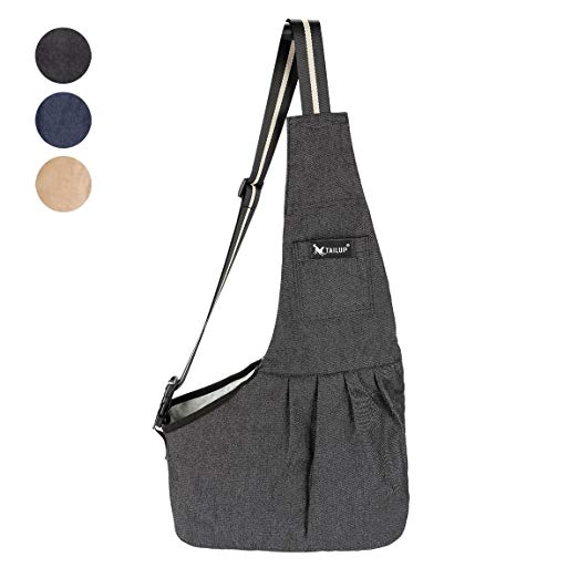 TAIL UP Pet Carrier Sling, Shoulder Bag with Adjustable Slide Strap for Small & Medium Dogs, Cats or Rabbits, Hands-Free Outdoor Pet Carrier, Puppy Carrier Tragvel Bag