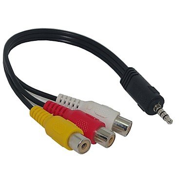 3.5mm Jack Plug to 3 RCA Adapter AV Cable for Audio Video 20cm