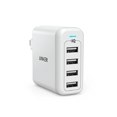 Anker 40W USB Wall Charger PowerPort 4 Multi-Port Charger for iPhone Se  6s  6  6 Plus iPad Air 2  Pro Galaxy S7  S6 Note 5 LG G5 and More