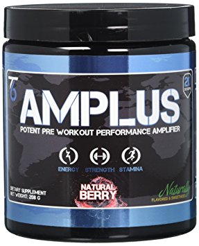 AMPLUS Preworkout – Natural Pre-Workout & Energy Supplement, Immediate & Sustained Release Nitric Oxide Booster with Citrulline Malate & L Arginine, Stevia Sweetened Mixed Berry, 20 Sv