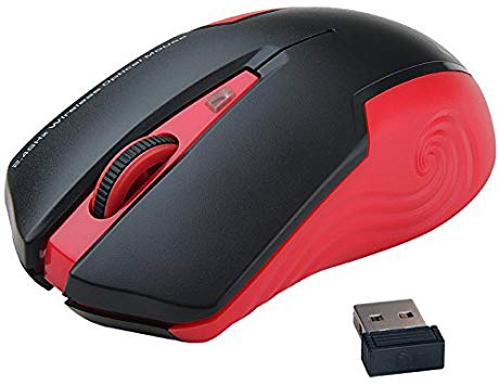 Uping Nano wireless Mouse | 2.4 GHz Portable Cordless Optical Mice | CPI 1600/1200/800 | 3 Buttons | 18 Month Battery Life | Red