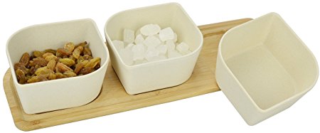 Surpahs Bamboo Fiber Snacks Serving Bowl Set w/ Bamboo Tray