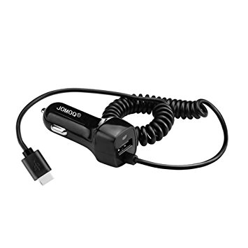 Samsung Galaxy S8/ S8 Plus USB Type C Car Charger,JOMOQ Retractable Coiled Dual-Port Charger Adapter, or for ChromeBook Pixel,Nexus 6P, LG G5 Nexus 5X, OnePlus 3 and More