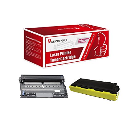 Awesometoner Premium Compatible DR350 TN350 Drum Unit and Toner Cartridge For Brother -2pk