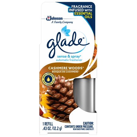 Glade Sense & Spray Cashmere Woods Refill, Fits in Holder Equipped With Motion Sensor for Automatic Freshness, 0.43 oz