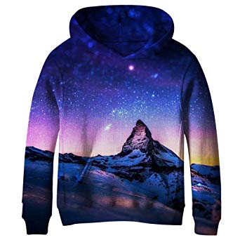 SAYM Big Girls Galaxy Fleece Pockets Sweatshirts Jacket Pullover Hoodies