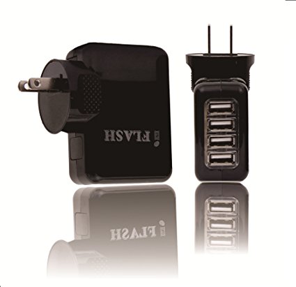 iFlash Four USB Ports Home/Wall Charger for Apple iPad/iPad 2/The New iPad, iPhone 3G/3GS/4/4S, iPod Touch 4G, Nano 6th