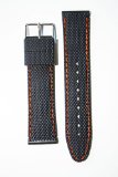 22mm Black RubberSilicone Watchband with SS Heavy Buckle and Orange Stitching