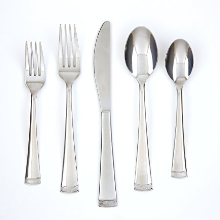 Farberware Poppy Mirror/Pebble 20-Piece Flatware Set, 18/0 Stainless Steel