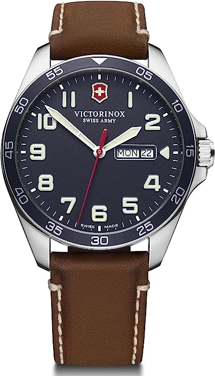 Victorinox Men's Field Force - Swiss Made Analogue Quartz Stainless Steel Watch with Day/Date 241848, Brown, Herren Standard, Stripes