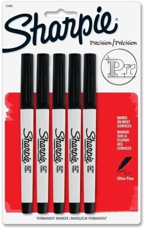 Sharpie Products - Sharpie - Permanent Markers, Ultra Fine Point, Black, 5/Pack - Sold As 1 Pack - Extra precise, 0.2mm narrowed tip for extreme control and accuracy. - Permanent on most surfaces. - Quick-drying ink is waterproof, smearproof and fade-resi