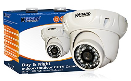 KGUARD SecurityInc. CAM KIT-HD237EPK  600TVL 82-Feet Night Vision Outdoor Day and Night Dome Camera (White)