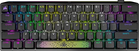 Corsair K70 PRO Mini Wireless RGB 60% Mechanical Gaming Keyboard (Fastest Sub-1ms Wireless, Swappable Cherry MX Red Keyswitches, Aluminum Frame, PBT Double-Shot Keycaps) QWERTY, NA Layout - Black